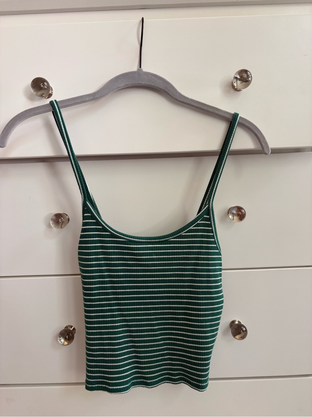 American Eagle Outfitters Green & White Striped Ribbed Cami
